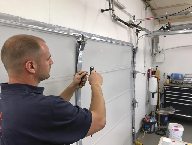 Before and after garage door dent repair by Anaheim Garage Door Repair in Anaheim