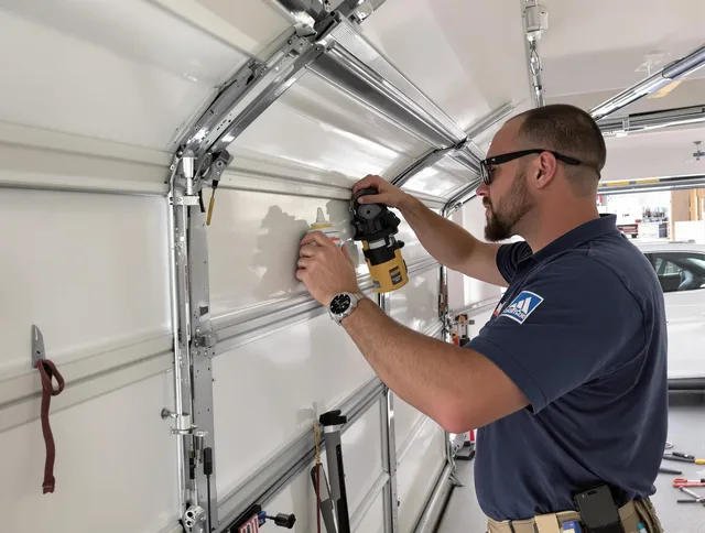Anaheim Garage Door Repair technician quieting a noisy garage door in Anaheim