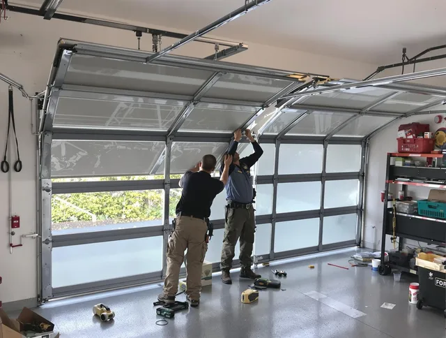 Anaheim Garage Door Repair expert performing precise panel replacement on Anaheim garage door