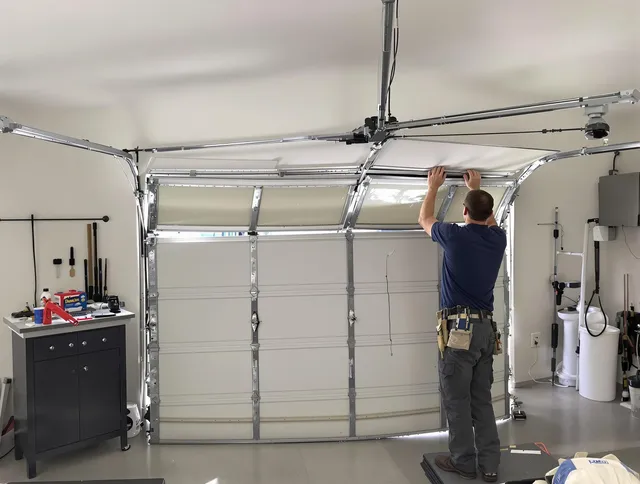 Anaheim Garage Door Repair specialist performing precise section replacement on Anaheim garage door